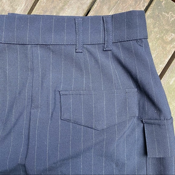 ZARA Navy Pin Stripe Zip Up Mini Skirt with Side Square Patch Pockets - Picture 6 of 8